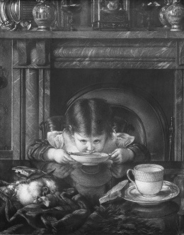 979.  JULES-ÉMILE SAINTIN (Francia 1829-1894)Niña tomando sopa