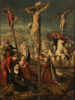 752.  MAESTRO DE PABLO Y BARNABÁS (Escuela flamenca, siglo XVI)Crucifixión