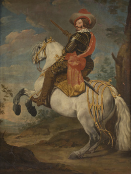 779.  CÍRCULO DE DIEGO VELÁZQUEZ (Escuela española, siglo XVII)Retrato del Conde Duque de Olivares a caballo