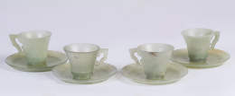 1103.  Cuatro tazas de jade o jadeita,China, años 30-40.