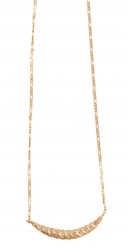 197.  Conjunto de collar y pulsera rígida con brillantes en líneas oblícuas frontales