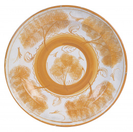523.  Plato en cerámica decorada con árboles esponjados en ocre.  Ribesalbes, S. XIX.