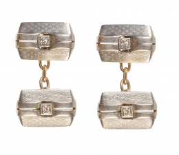 104.  Gemelos dobles Art-Decó rectangulares con brillante central 