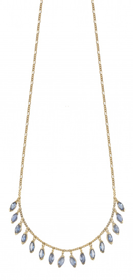151.  Collar con dieciséis zafiros talla marquisse colgantes de cadena fina de eslabón combinado