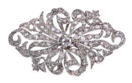 230.   Broche estilo años 30 con brillante central de 0,20 ct rodeado por ramas de diamantes