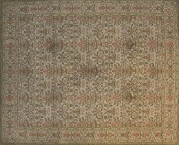 698.  Alfombra en lana de nudo español con decoración renacentista a la manera de Cuenca, S. XX.