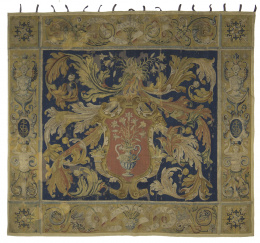 1250.  Tapiz en lana y seda con escudo.Flandes, h. 1570..