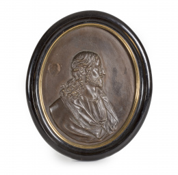 1353.  “Cristo”Placa de bronce con figura de medio busto de perfil.S. XVII.