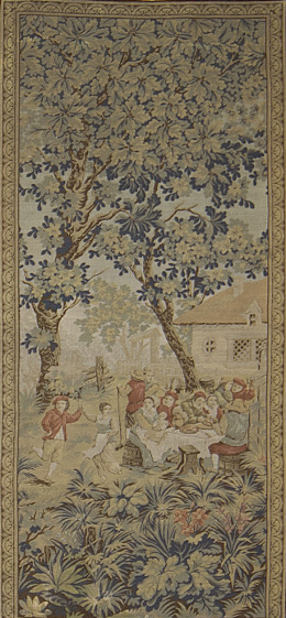 760.  Tapiz mecánico con escena campestre, de estilo flamenco, pp. del S. XX 