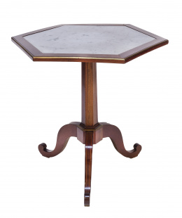 715.  Velador en bronce y caoba con tapa de mármol,S. XIX