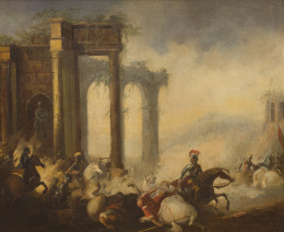 645.  ESCUELA ITALIANA, SIGLO XIXEscena de batalla