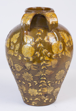 1166.  Orza de boda en cerámica esmaltada.Cuerva, Toledo S. XIX