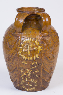 1169.  Orza de boda de cerámica esmaltada,Cuerva, Toledo S. XIX