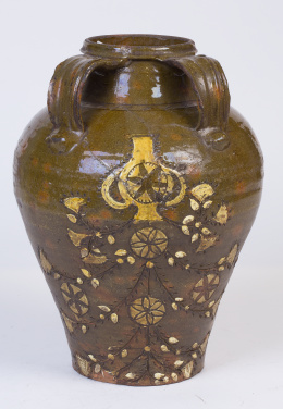 1168.  Orza de boda de cerámica esmaltada.Cuerva, Toledo S. XIX