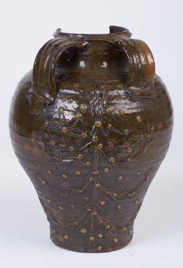 1170.  Orza de boda de cerámica esmaltada,Cuerva, Toledo S. XIX