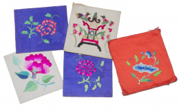 554.  Lote de 5 tapetes, China, S. XIX