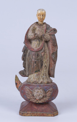 1015.  "Inmaculada"Madera tallada y policromada.Trabajo hispano-filipino, S. XVIII - XIX.