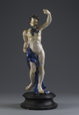 1022.  JúpiterFigura masculina en porcelana esmaltada, a la manera de Gaspero Bruschi.Doccia, Florencia, ffs. del S. XVIII.