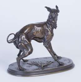 932.  Piere Jules Mene (1810-1879),Galgo.En bronce.