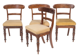 631.  Juego de cuatro sillas de madera de caoba. Estampilladas A. Blain Liverpool.Inglaterra, h. 1840 - 1850.