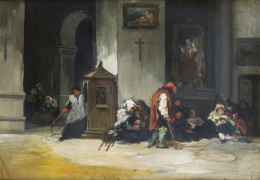 857.  EUGENIO LUCAS VELÁZQUEZ (Madrid, 1817-1870)Interior de una iglesia