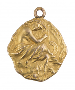 57.  Medalla de 1913 con alegoría Art-Nouveau de contorno lobulado