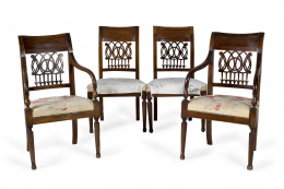 765.  Juego de dos butacas y dos sillas en madera de caoba.España, S. XIX