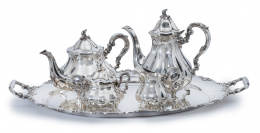 556.  Juego de café y té en plata Sterling, de estilo rococó, Ley 925.h. 1956.