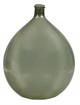865.  Damajuana en cristal soplado verde, S. XIX