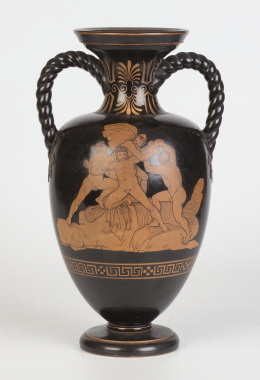 718.  Jarron de cerámica de "figuras rojas" siguiendo modelos etruscos.Dillwyn (1831-1850) Inglaterra.