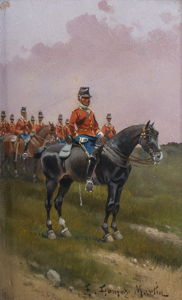 862.  ENRIQUE GÓMEZ MARTÍN (Sevilla, último tercio S. XIX)Militares a caballo