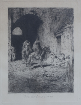 881.  MARIANO FORTUNY Y MARSAL  (Reus, Tarragona, 1838-Roma, 1874)Garde de la Kasbah à Tetuan (Guardia de la kasbah en Tetuán)
