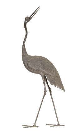 493.  Garza, escultura en bronce cincelado.Trabajo Japonés, época Meiji (1868-1912)