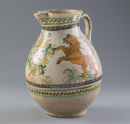 1094.  Jarro de cerámica esmaltada.Puente del Arzobispo, S. XIX