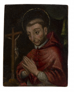 796.  ESCUELA ITALIANA, SIGLO XVIIRetrato de un cardenal (anverso) y la Santa Faz (reverso)