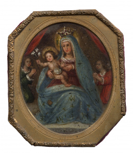 798.  ESCUELA ESPAÑOLA, H. 1700Virgen con Niño y dos ángeles