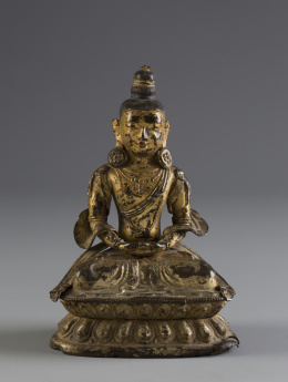 1170.  Deidad en cobre dorado.India, S. XVIII