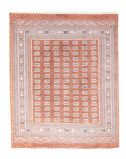 1280.  Alfombra de campo rojo con decoración geométrica, Caucáso, S. XX.