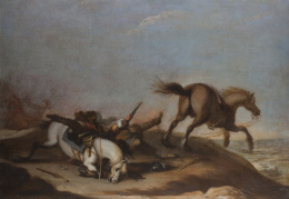 704.  ATRIBUIDOS A ESTEBAN MARCH (Valencia, 1610- 1668)Pareja de escenas de batallas