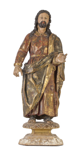 817.  Santo.Madera tallada, policromada, dorada y esgrafiada.Trabajo español, S. XVII