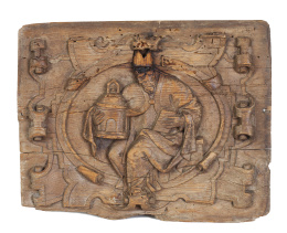 594.  Relieve en madera tallada con santo, h. 1600.