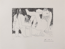 424.  PABLO PICASSO (Málaga, 1881 - Mougins, 1973)Femme nue et deux hommes (de la serie 156), 1971