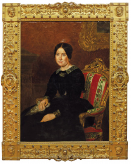 731.  RAFAEL TEGEO DÍAZ  (Caravaca de la Cruz, 1798 - Madrid1856)Retrato de dama en un interior