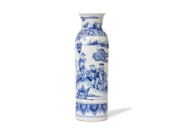 1093.  Jarrón en cerámica esmaltada en azul y blanco.Delft, S. XVIII.