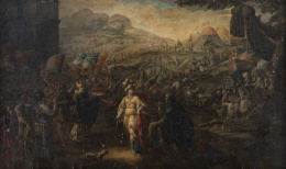 792.  JUAN DE LA CORTE (Amberes, h. 1585-Madrid, 1662)Retorno triunfal de Judith a Betulia con la cabeza del general asirio Holofernes