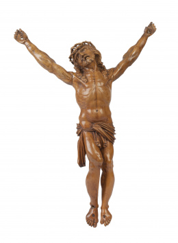 739.  Cristo en madera tallado.Trabajo alemán, S. XIX