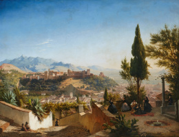 962.  HIPPOLYTE V. VALENTIN SEBRÓN (Francia 1801-1879)Vista de Granada desde el Albaicín.