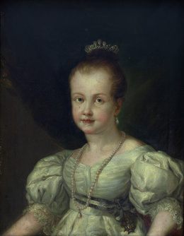 729.  BERNARDO LÓPEZ PIQUER (Valencia, 1799- Madrid, 1874)Retrato de Isabel II niña