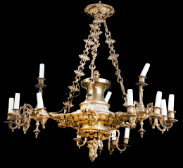 710.  Lámpara de bronce de estilo imperio.Trabajo francés, S. XIX.