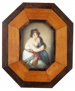 715.  SEGÚN ELISABETH VIGÉE LE BRUN  (Escuela inglesa, siglo XIX)Retrato de Elisabeth Vigée y Julia vestidas a la griega